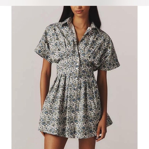 Exquise Dresses & Skirts - Exquise x Anthropologie Tobie Mini Shirt Dress in Multi-Floral, Size M (Petite)